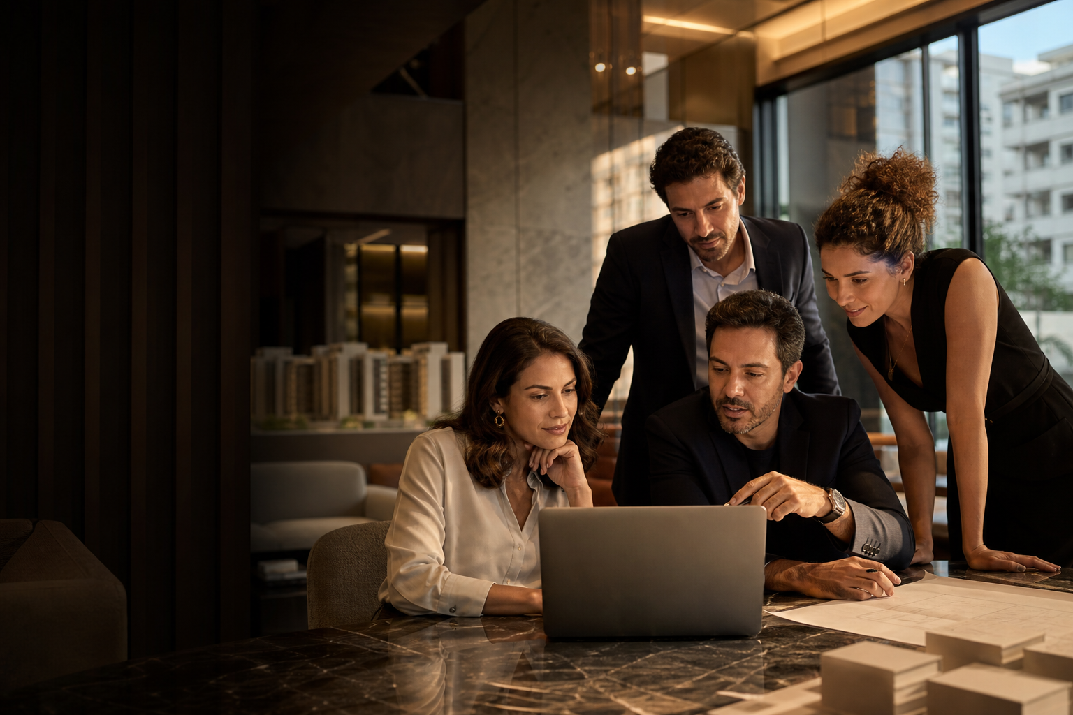 Corretores de imóveis estudando estratégias de marketing digital